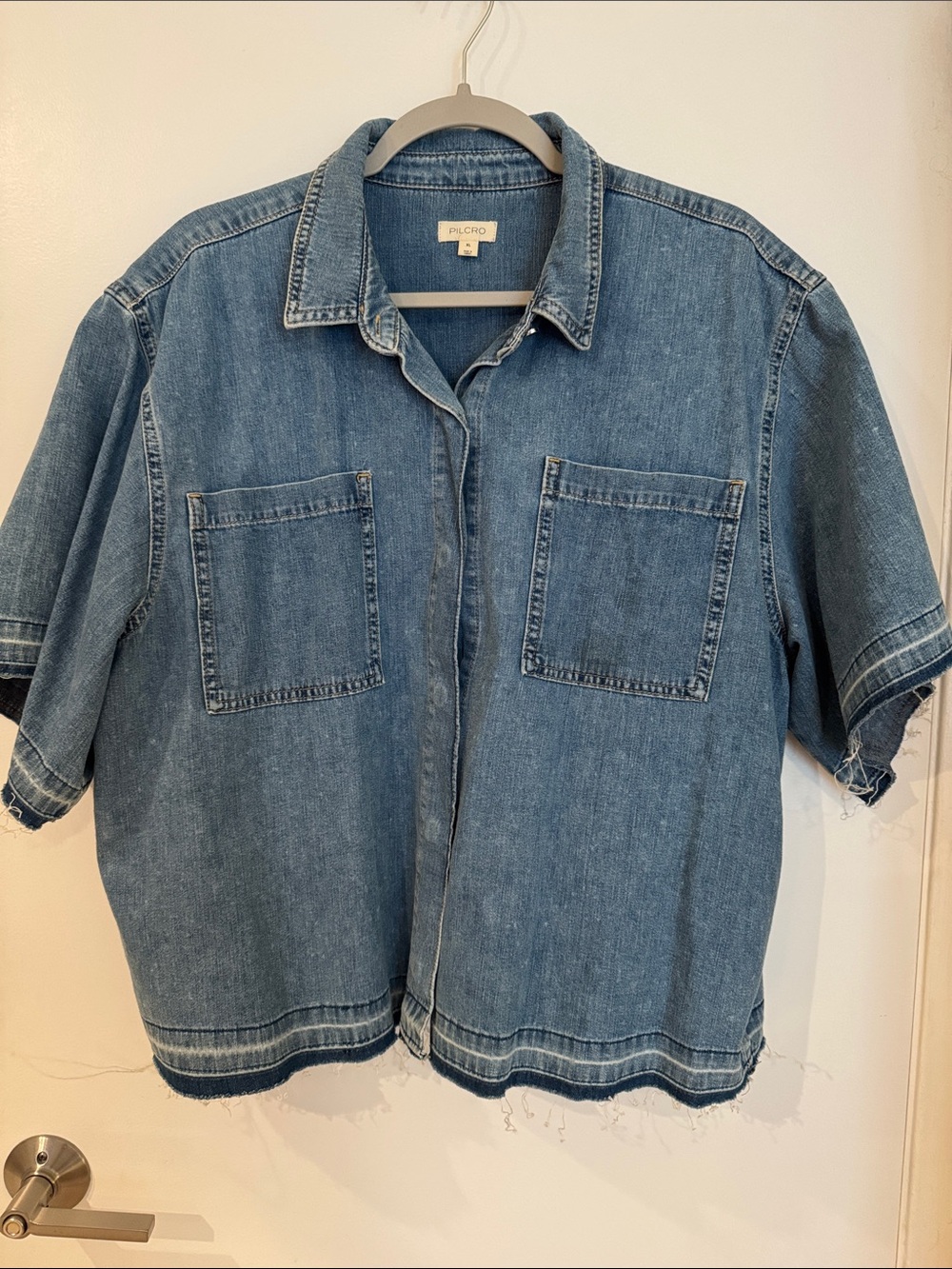 Pilcro Blue Denim Short-Sleeve Shirt Jacket